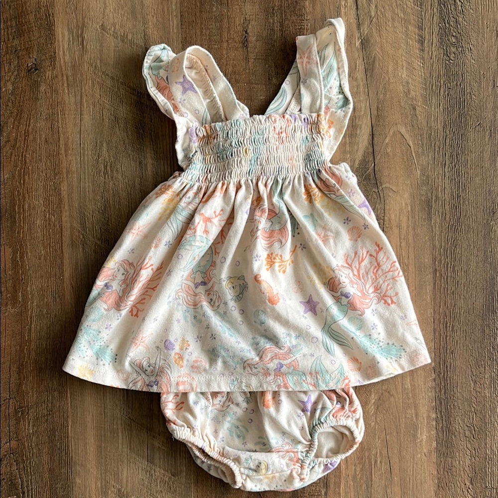 Disney Ariel Little Mermaid Matching Set Dress Bloomers Bummies